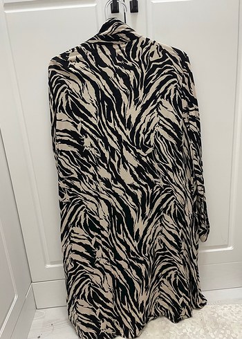 Kahverengi Zebra Desenli Kadın Kimono