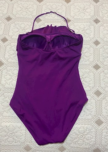 Mor Fırfırlı Askılı Kadın Mayo - Görsel 3