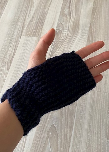 Lacivert Örgü Bohem Kadın Eldiveni - Görsel 2