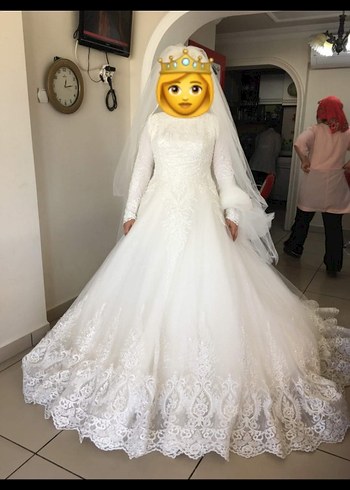 Gelinlik Uzun Kollu Beyaz Prenses Gelinlik