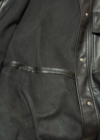 Zara Siyah Deri Görünümlü Ceket S Beden - Görsel 9