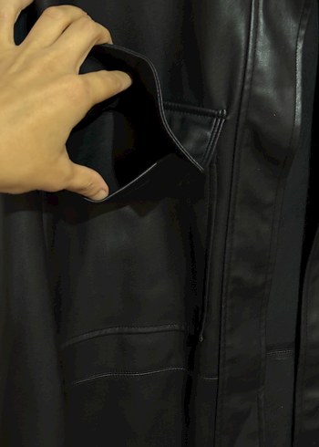 Zara Siyah Deri Görünümlü Ceket S Beden - Görsel 6