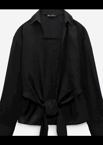 Zara Keten Önden Bağlamalı Gömlek Sıfır Değerinde - Görsel 4