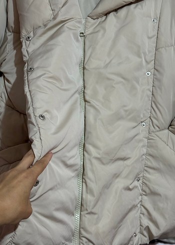 Stradivarius Padded Jacket  Kadın Kapüşonlu Mont  Bej - Görsel 3
