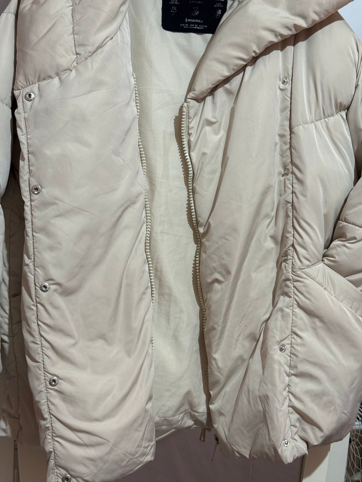Stradivarius Padded Jacket  Kadın Kapüşonlu Mont  Bej - Görsel 2