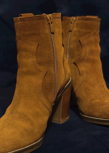 GREYDER Taba Süet Deri Topuklu Western Bot D - Görsel 3