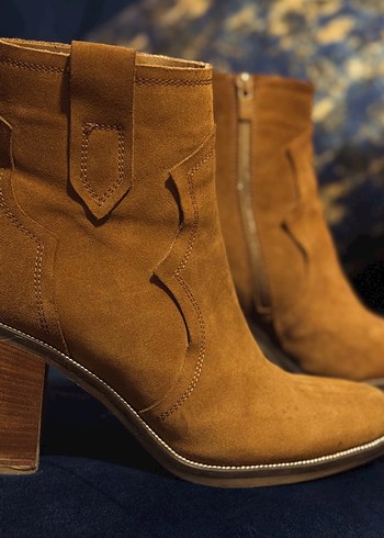 GREYDER Taba Süet Deri Topuklu Western Bot D - Görsel 4