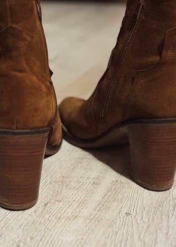 GREYDER Taba Süet Deri Topuklu Western Bot D - Görsel 5