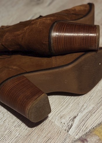 GREYDER Taba Süet Deri Topuklu Western Bot D - Görsel 6