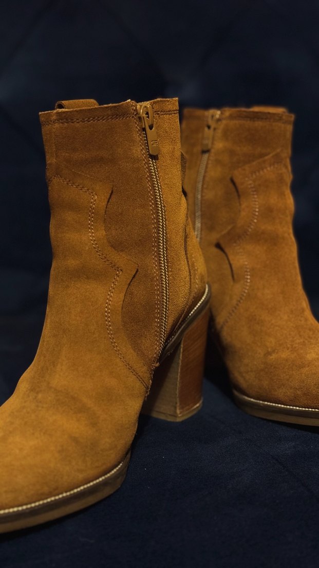 GREYDER Taba Süet Deri Topuklu Western Bot D - Görsel 3