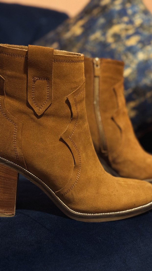 GREYDER Taba Süet Deri Topuklu Western Bot D - Görsel 4