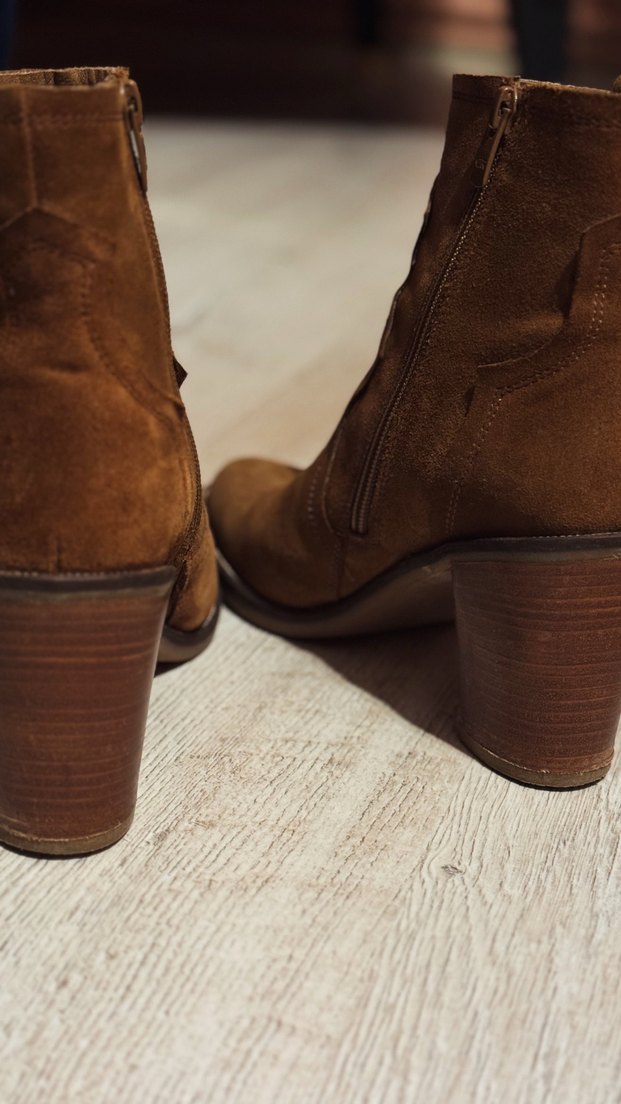 GREYDER Taba Süet Deri Topuklu Western Bot D - Görsel 5