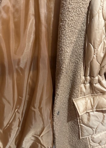 Kapitone ve Kürk Detaylı Kahverengi Kaban  Sıfır - Görsel 3