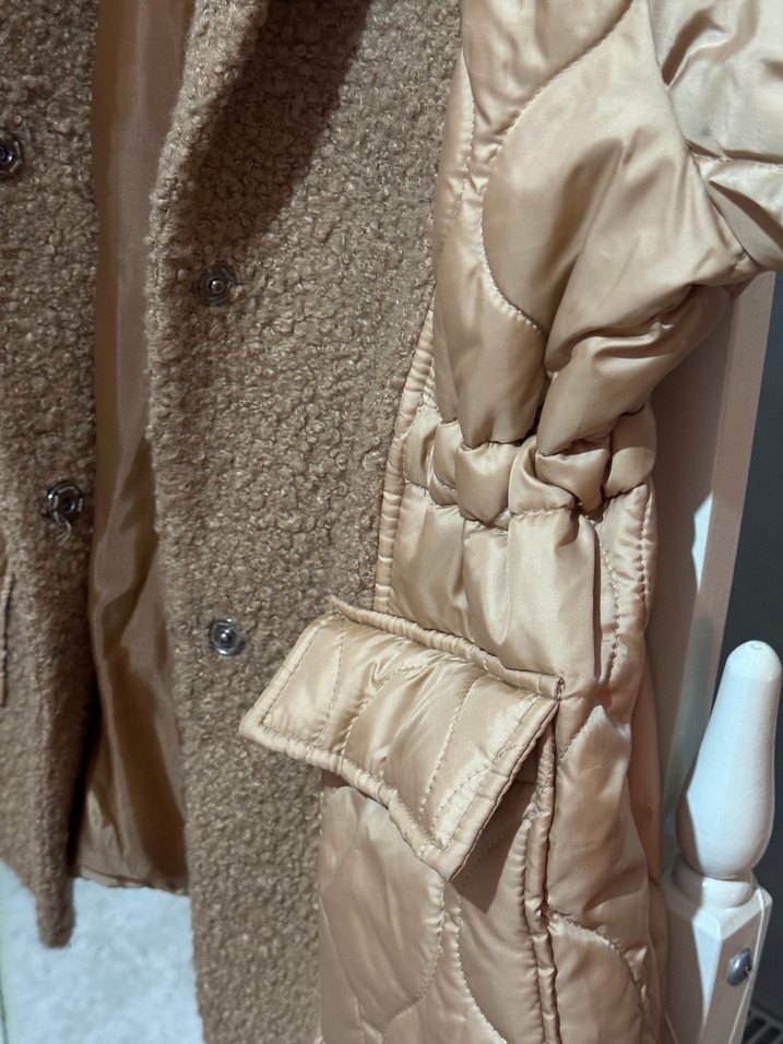 Kapitone ve Kürk Detaylı Kahverengi Kaban  Sıfır - Görsel 5