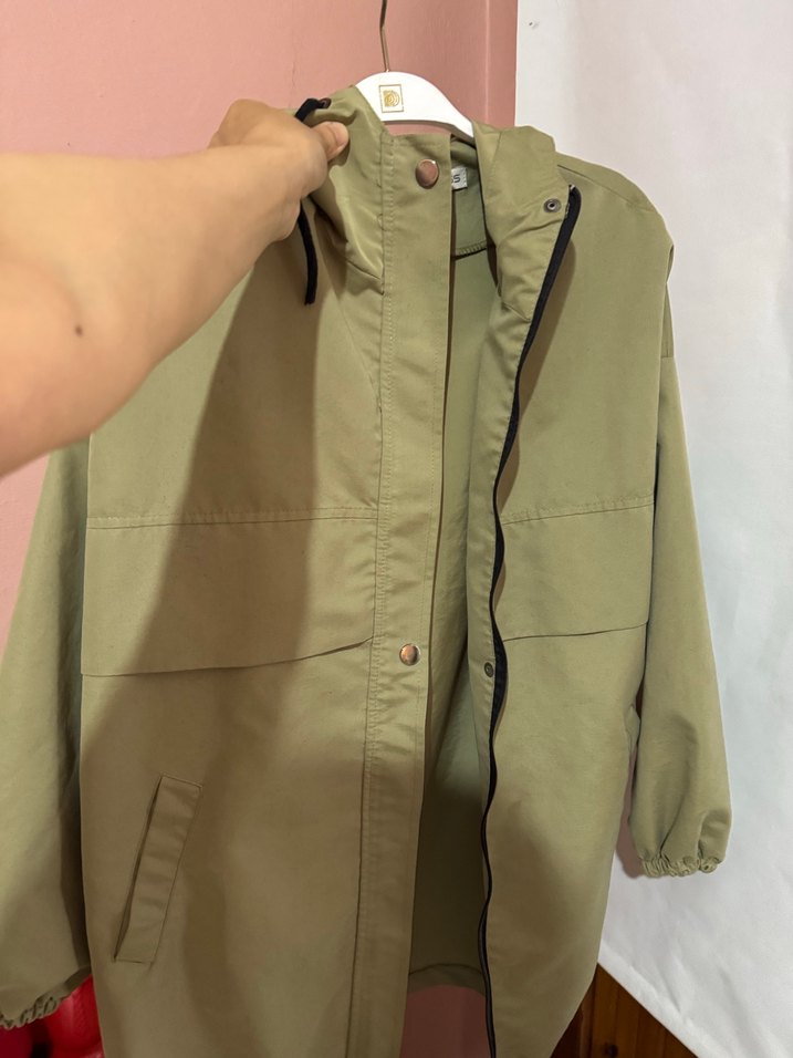 Kapüşonlu Haki Mevsimlik Mont - Görsel 5