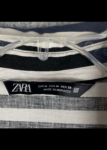 Zara Çizgili Keten Gömlek  Siyah Beyaz, Şık ve Rahat - Görsel 4