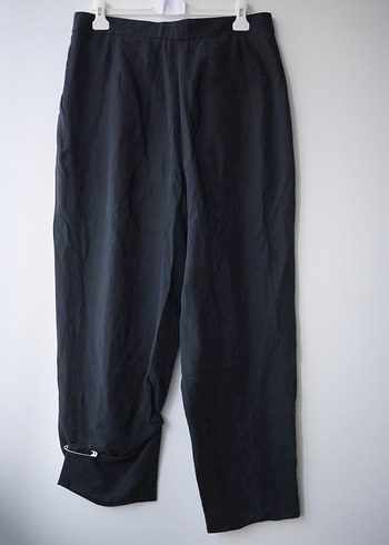 Siyah Kadın Bol Paça Pantolon - Görsel 7