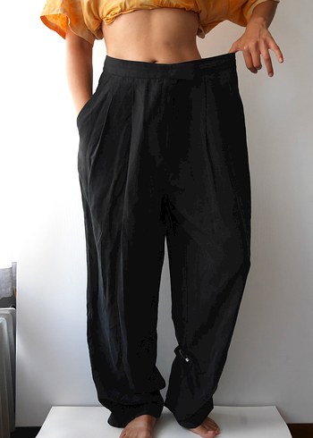 Siyah Kadın Bol Paça Pantolon - Görsel 3