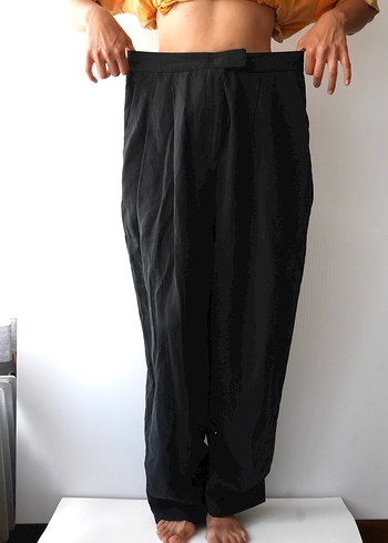 Siyah Kadın Bol Paça Pantolon - Görsel 4