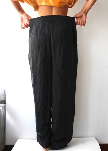 Siyah Kadın Bol Paça Pantolon - Görsel 2