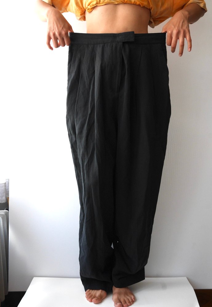 Siyah Kadın Bol Paça Pantolon - Görsel 4