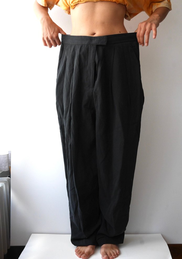 Siyah Kadın Bol Paça Pantolon - Görsel 5