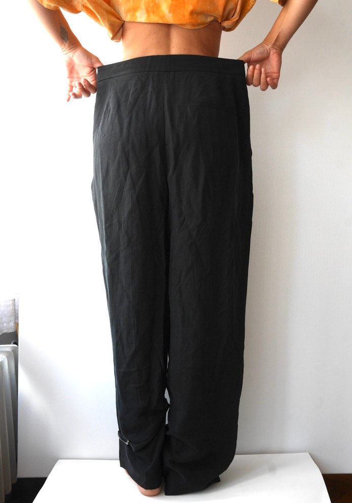 Siyah Kadın Bol Paça Pantolon - Görsel 2