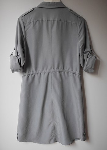 Gri, Düğmeli Midi Elbise - Görsel 9