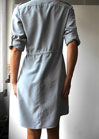 Gri, Düğmeli Midi Elbise - Görsel 4