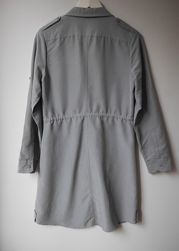 Gri, Düğmeli Midi Elbise - Görsel 15