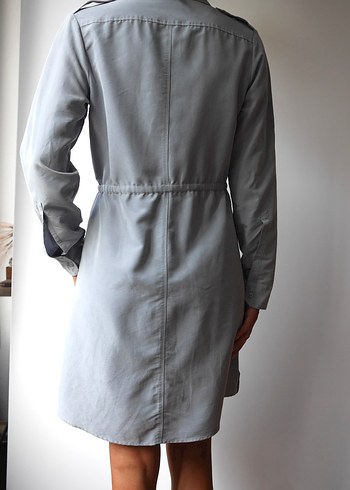 Gri, Düğmeli Midi Elbise - Görsel 6