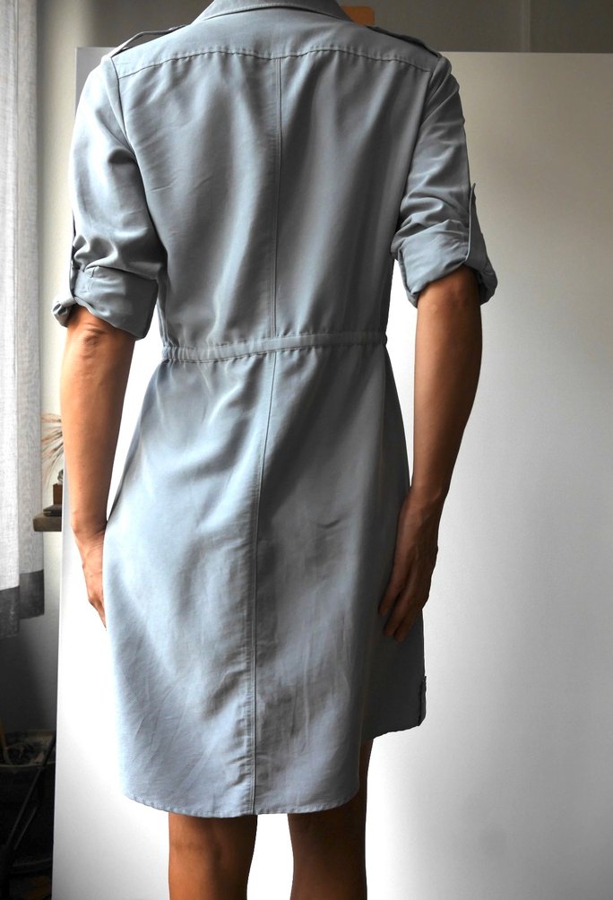 Gri, Düğmeli Midi Elbise - Görsel 4