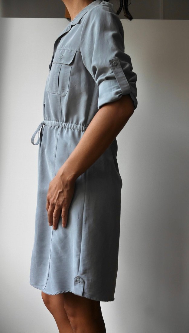 Gri, Düğmeli Midi Elbise - Görsel 3