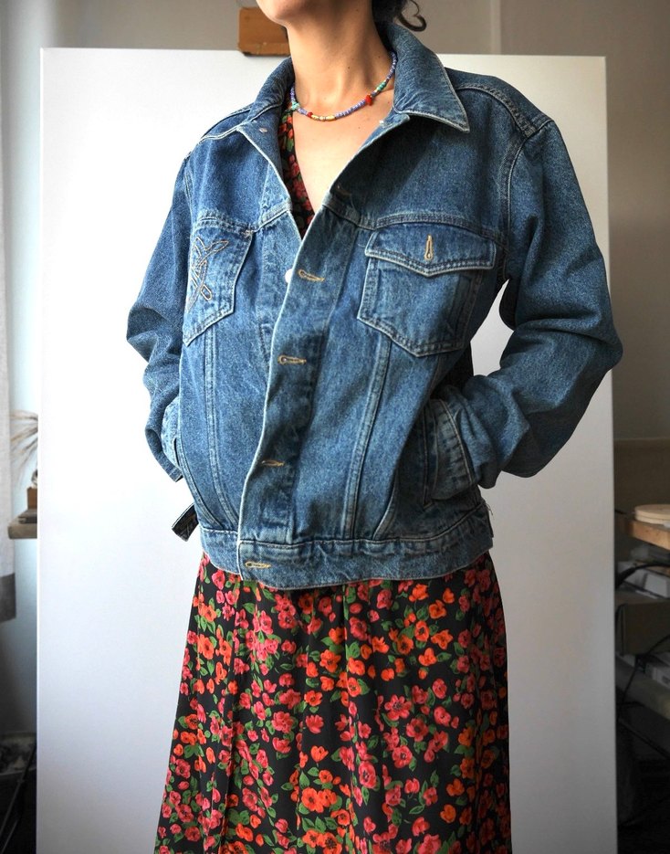 DAILY PAPER, Kadın Mavi Kot Ceket, Bol Kesim, Düğmeli - Görsel 4