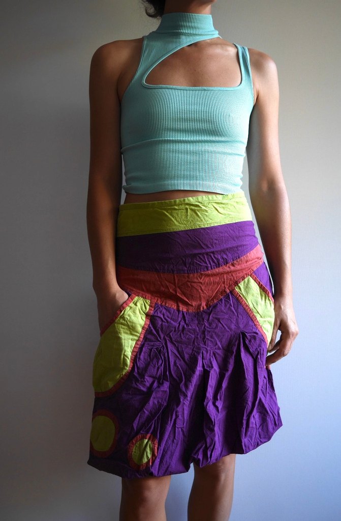 Otantik kumaş cepli etek - Görsel 2