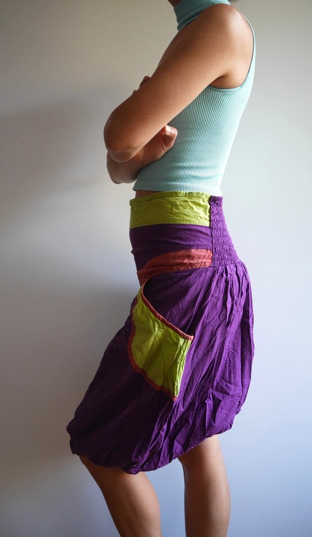 Otantik kumaş cepli etek - Görsel 3