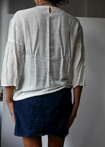 MAVİ, Kadın Beyaz Bohem Piliseli Bluz - Görsel 7