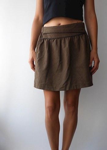 Kahverengi Mini Kışlık Salaş Etek - Görsel 3