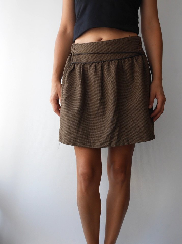 Kahverengi Mini Kışlık Salaş Etek - Görsel 3