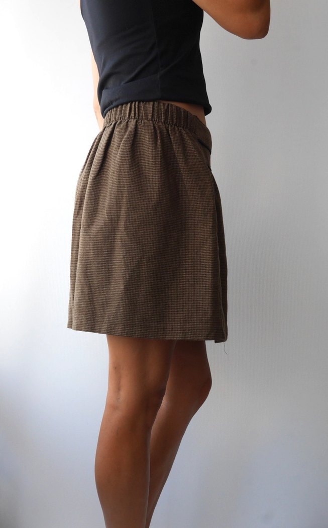 Kahverengi Mini Kışlık Salaş Etek - Görsel 4