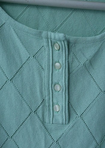 Sabri Özel, Vintage Turkuaz Kadın  Kısa Kollu Bluz - Görsel 8