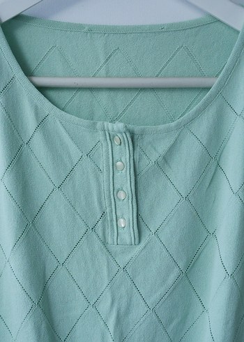 Sabri Özel, Vintage Turkuaz Kadın  Kısa Kollu Bluz - Görsel 9