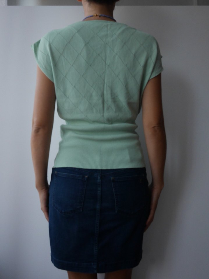 Sabri Özel, Vintage Turkuaz Kadın  Kısa Kollu Bluz - Görsel 4