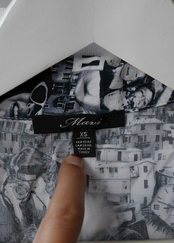 MAVİ, Siyah-beyaz Baskılı Kısa Kollu Viskoz Kadın Gömlek - Görsel 9