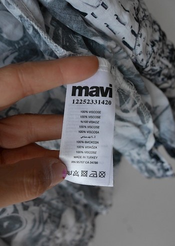 Mavi MAVİ, Siyah-beyaz Baskılı Kısa Kollu Viskoz Kadın Gömlek