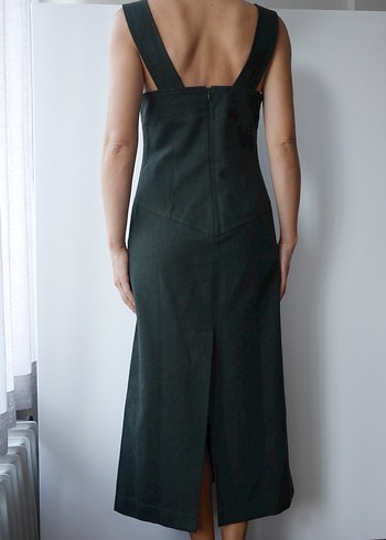 POLO GARAGE, Yeşil, Kolsuz kışlık yün kumaş uzun elbise - Görsel 3