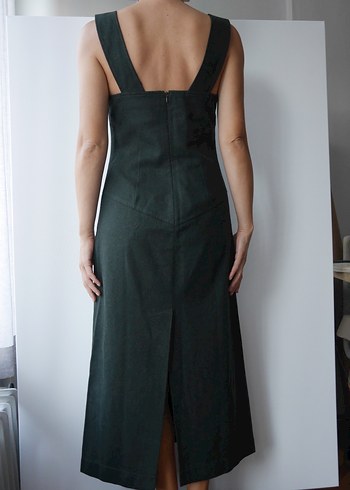 POLO GARAGE, Yeşil, Kolsuz kışlık yün kumaş uzun elbise - Görsel 2