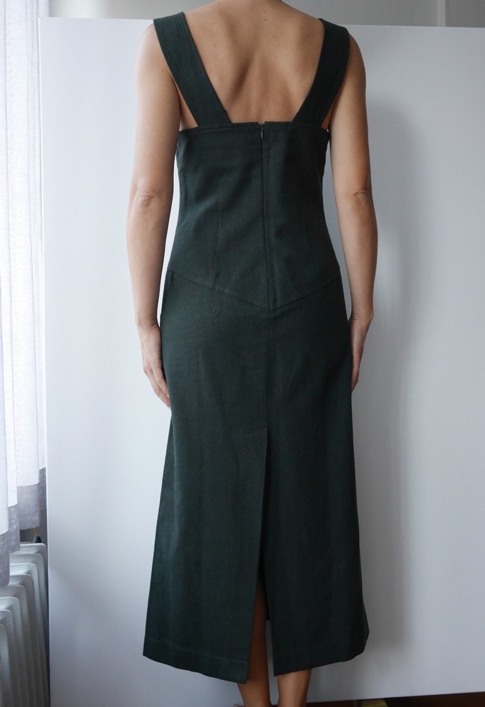 POLO GARAGE, Yeşil, Kolsuz kışlık yün kumaş uzun elbise - Görsel 3