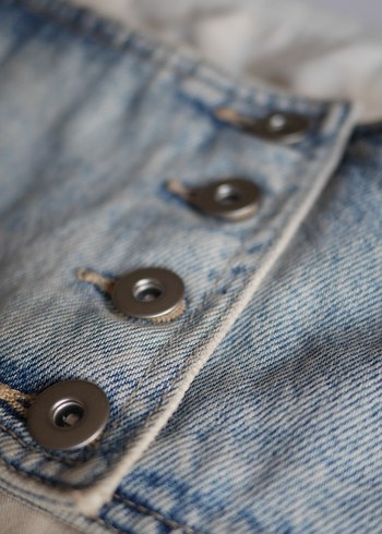 l Beden mavi Renk Denim Straplez Büstiyer Top