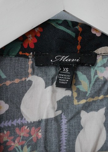 MAVİ, Çiçek Desenli Kısa Kollu Kadın Gömlek - Görsel 9